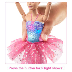 Barbie Dreamtopia Twinkle Lights Ballerina Doll, Blonde With Light-Up Feature Wearing Headband & Tutu